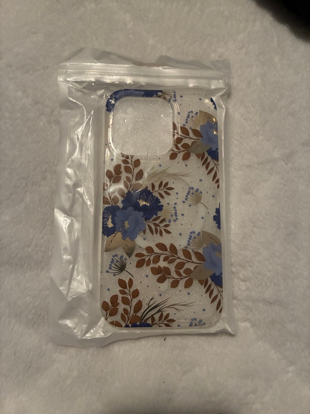iPhone 15 Pro Floral Blue and Brown Phone Case